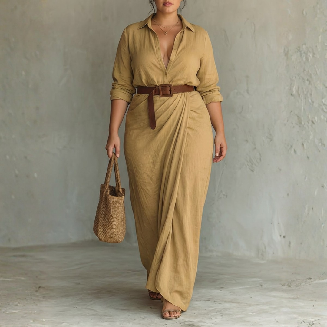 Tricia | Collared Long-Sleeve Maxi Dress