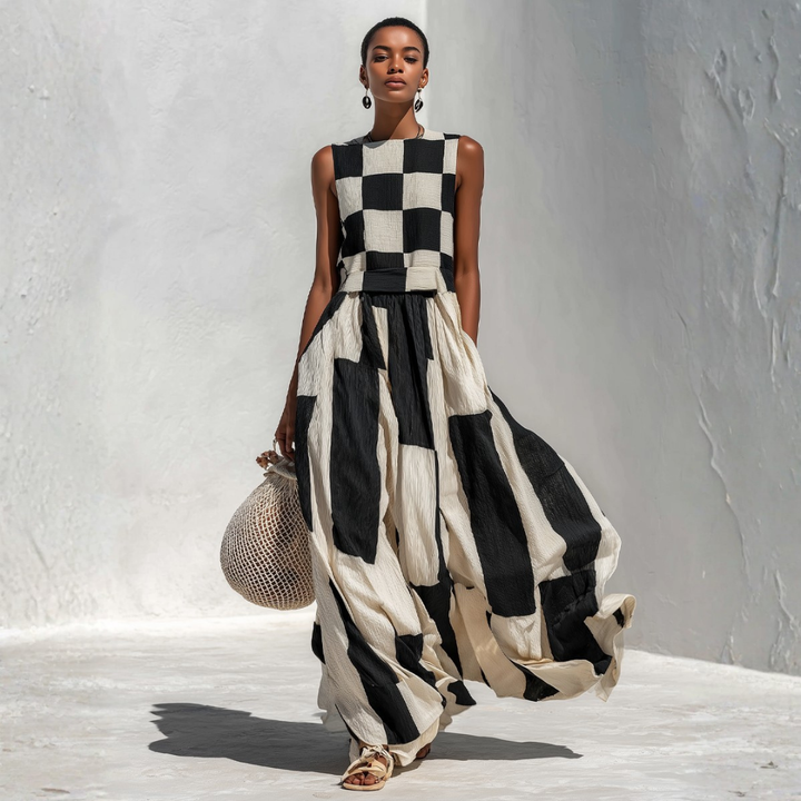 Matilda | Plaid Panel Maxi Dress