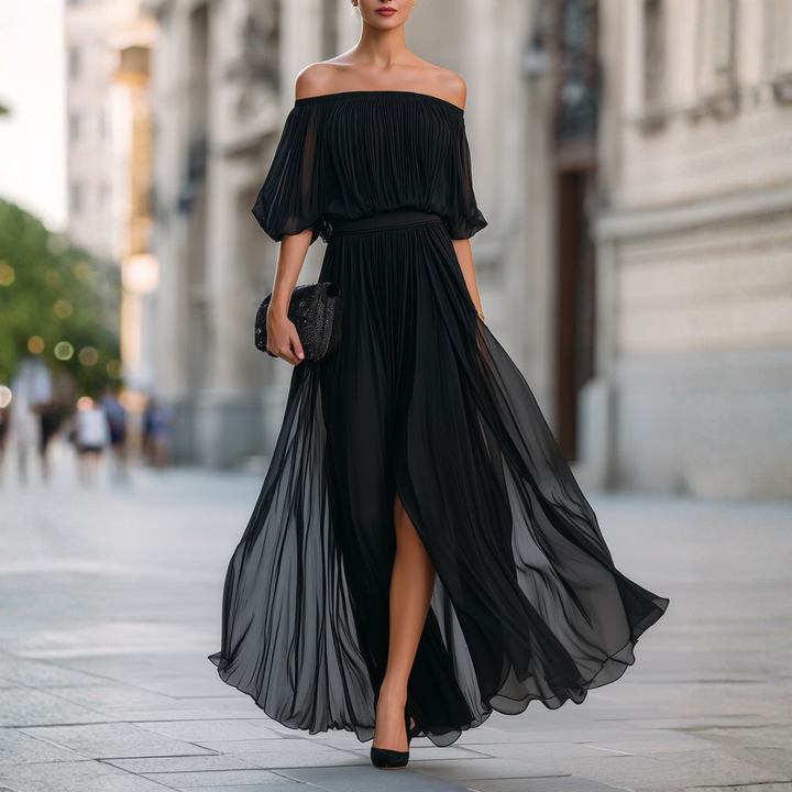 Mae | Off-Shoulder Pleated Maxi Dress