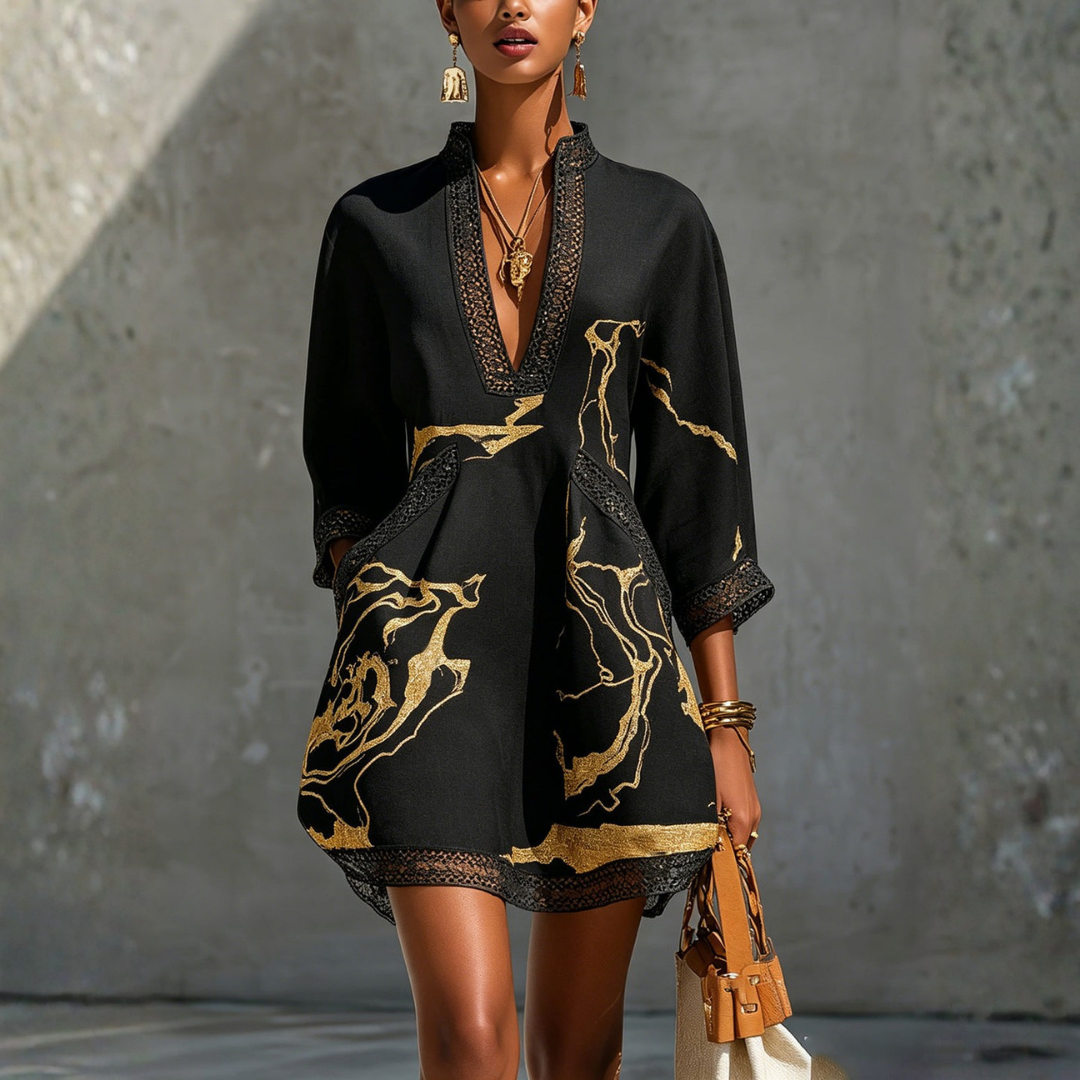 Alissa | Printed V-Neck Mini Dress
