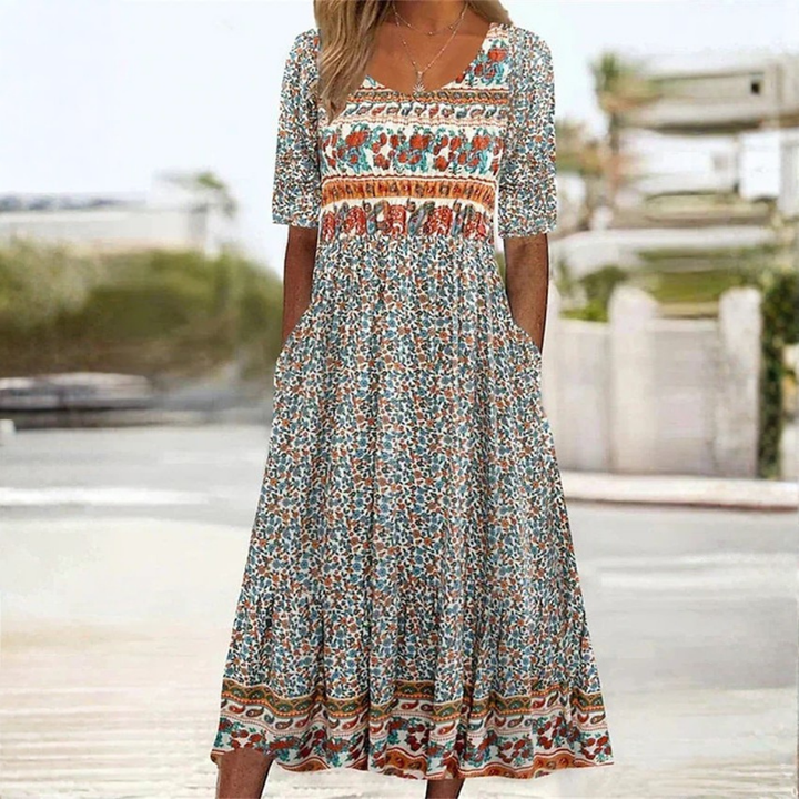 Becca | Boho Print Midi Dress