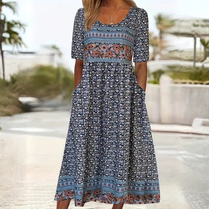 Becca | Boho Print Midi Dress