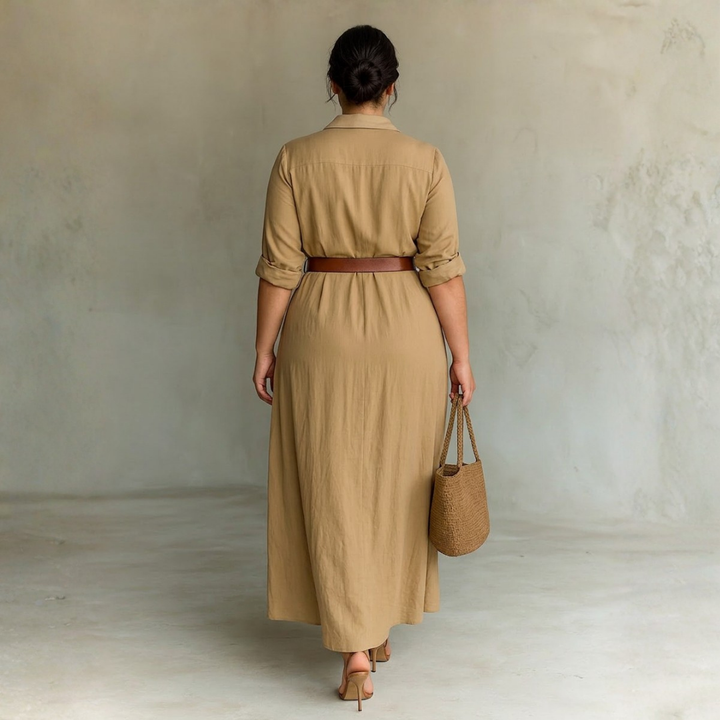Tricia | Collared Long-Sleeve Maxi Dress
