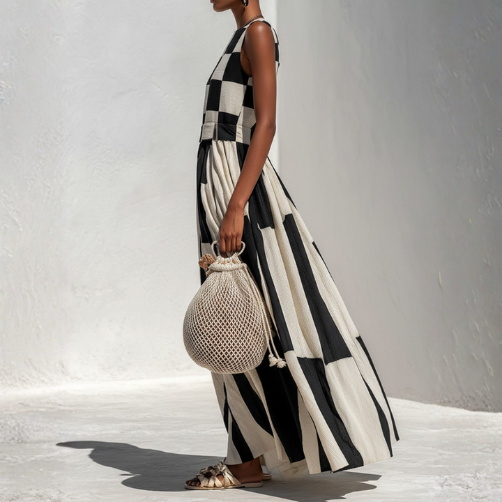 Matilda | Plaid Panel Maxi Dress