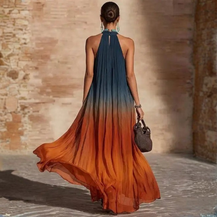 Annika | Long halter dress with a V-neck and a gradient design