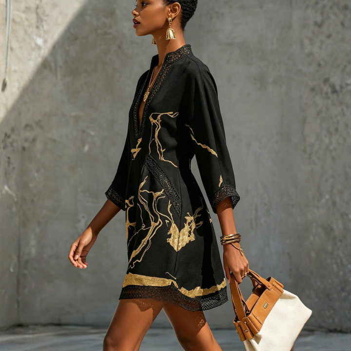 Alissa | Printed V-Neck Mini Dress