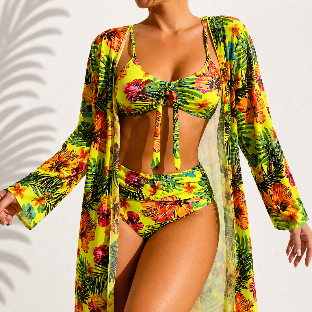 Flora | Tropical Three-Piece Bikini
