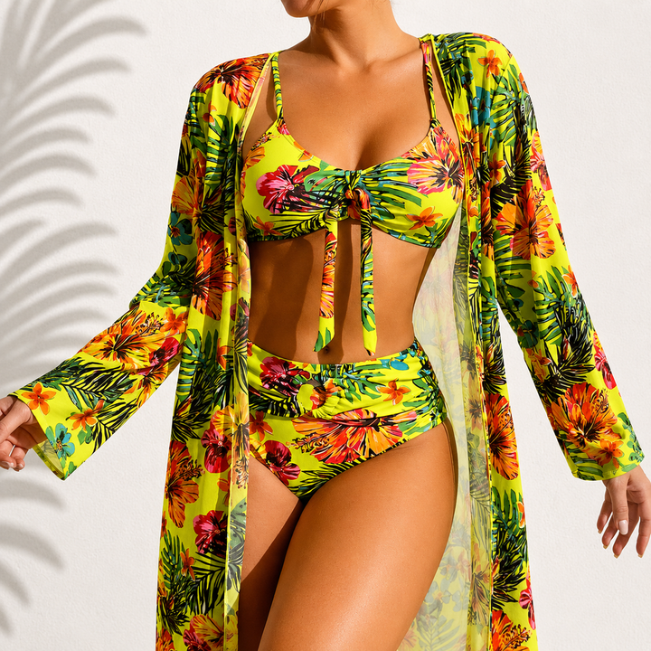 Flora | Tropical Three-Piece Bikini