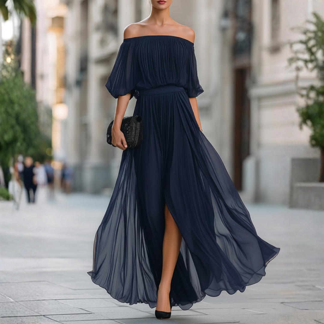 Mae | Off-Shoulder Pleated Maxi Dress