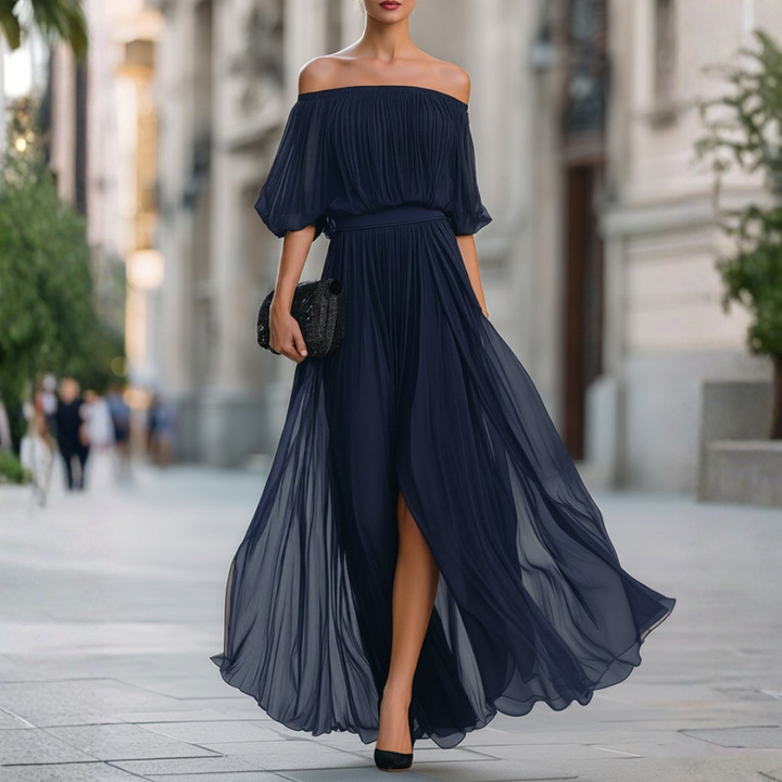 Mae | Off-Shoulder Pleated Maxi Dress