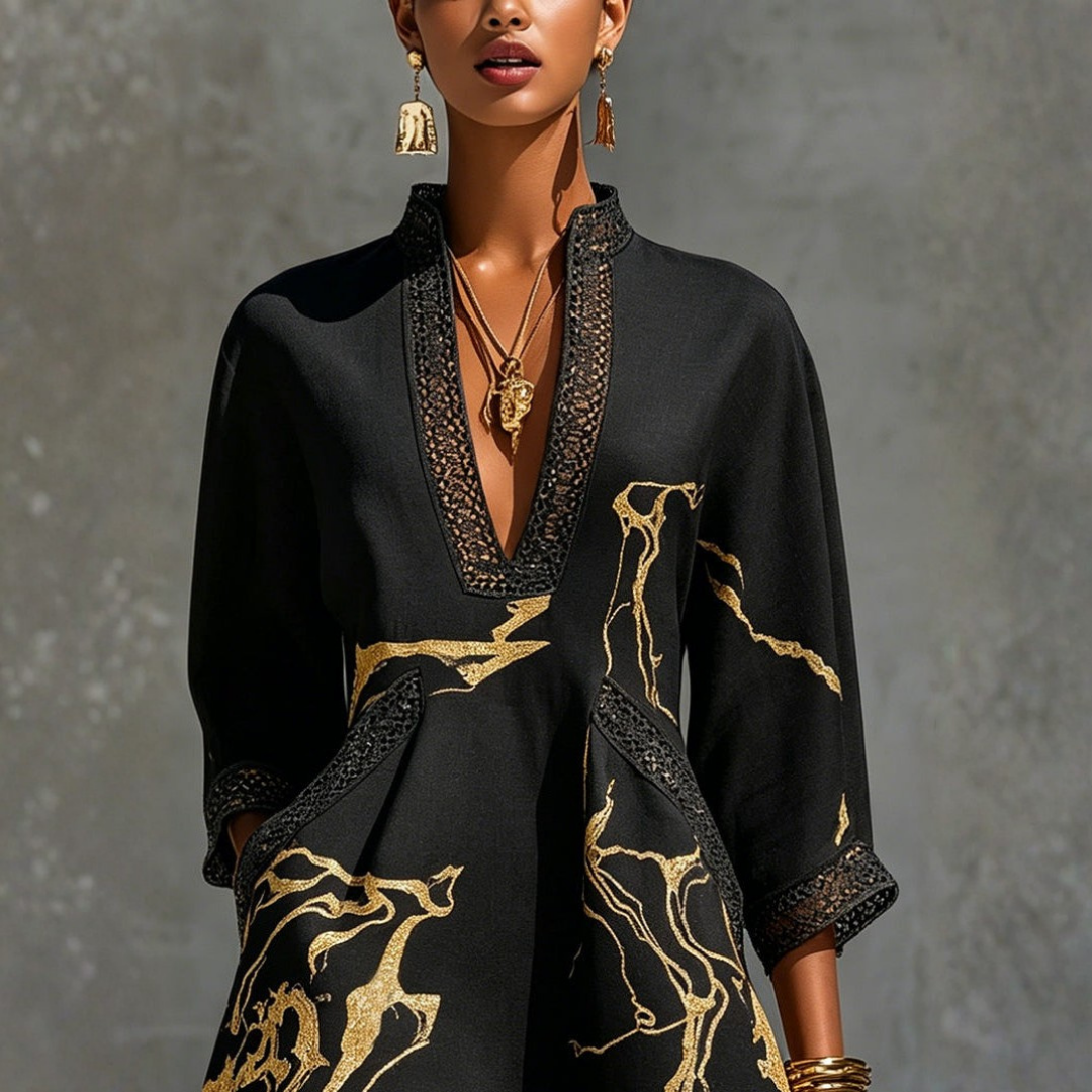 Alissa | Printed V-Neck Mini Dress