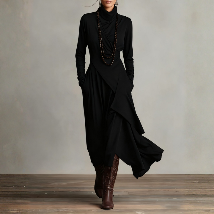 Aurelia | Asymmetrical Turtleneck Dress