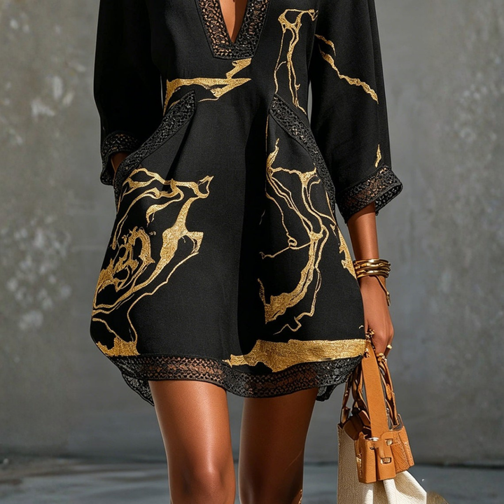 Alissa | Printed V-Neck Mini Dress