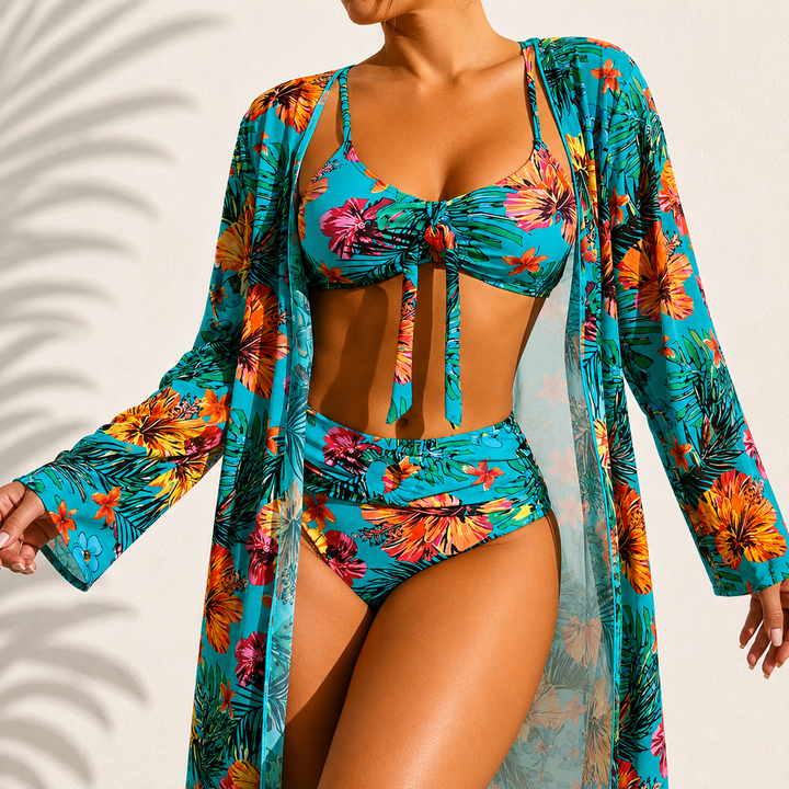Flora | Tropical Three-Piece Bikini