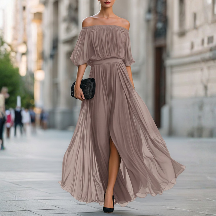 Mae | Off-Shoulder Pleated Maxi Dress