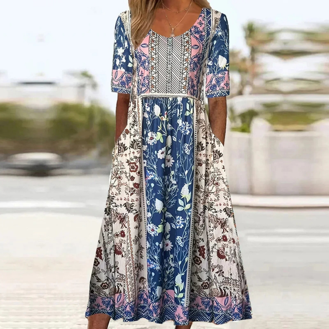 Becca | Boho Print Midi Dress