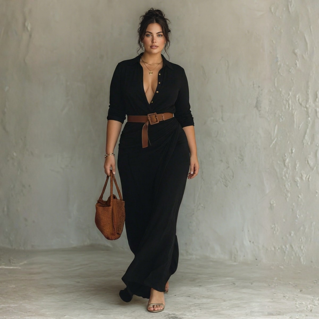 Tricia | Collared Long-Sleeve Maxi Dress
