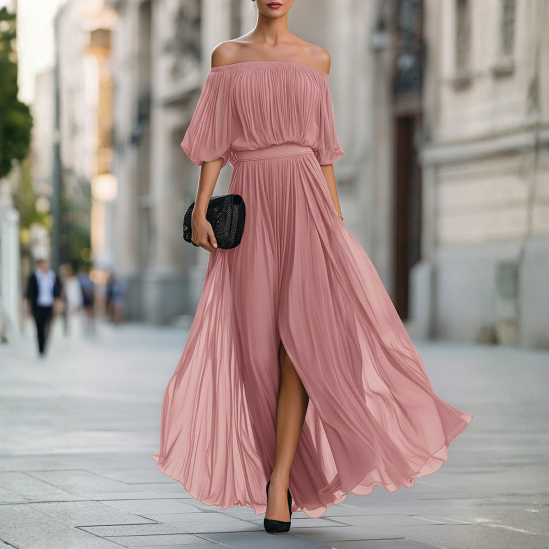 Mae | Off-Shoulder Pleated Maxi Dress