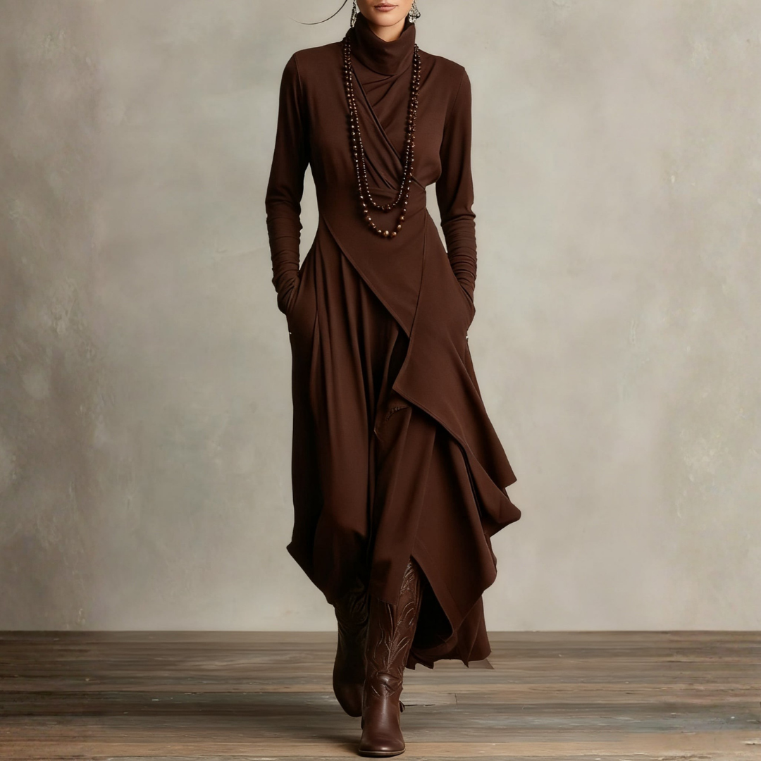 Aurelia | Asymmetrical Turtleneck Dress
