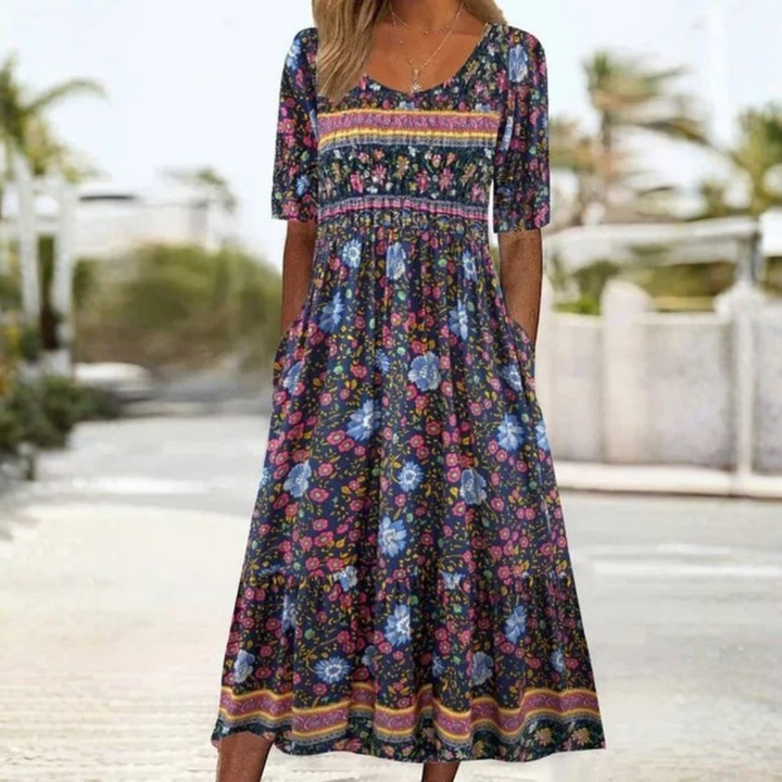 Becca | Boho Print Midi Dress