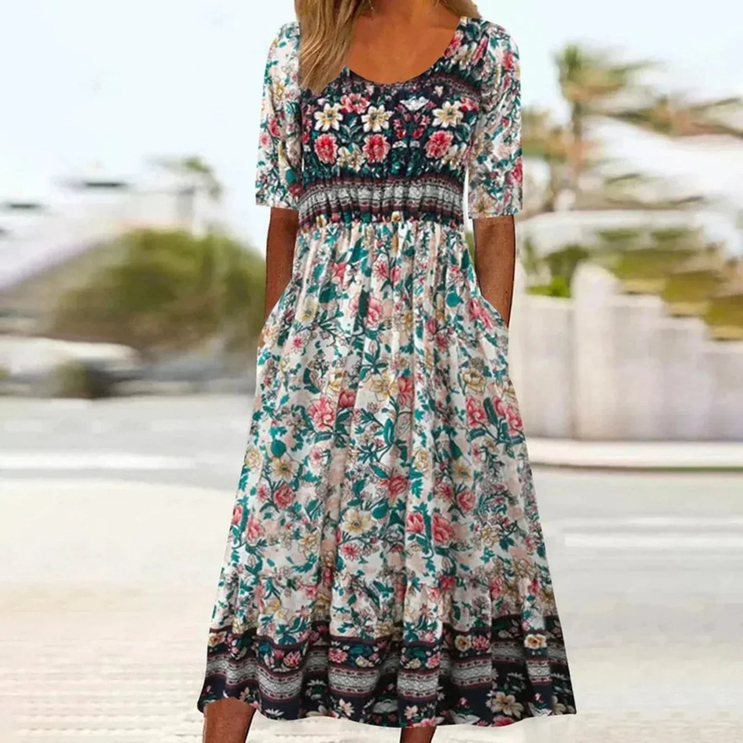 Becca | Boho Print Midi Dress