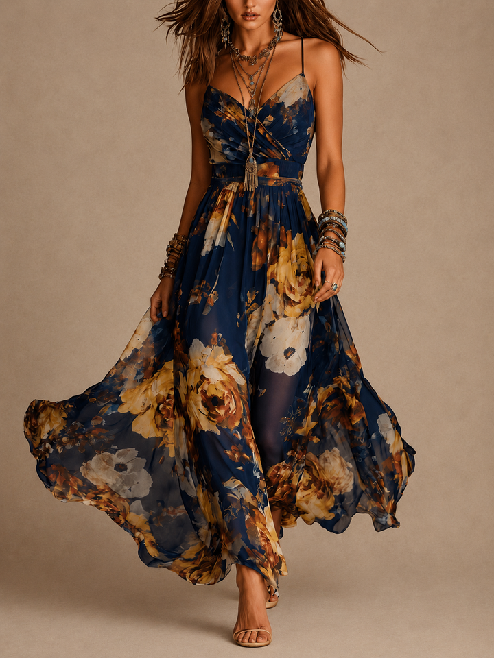 Dulce - long floral dress with straps