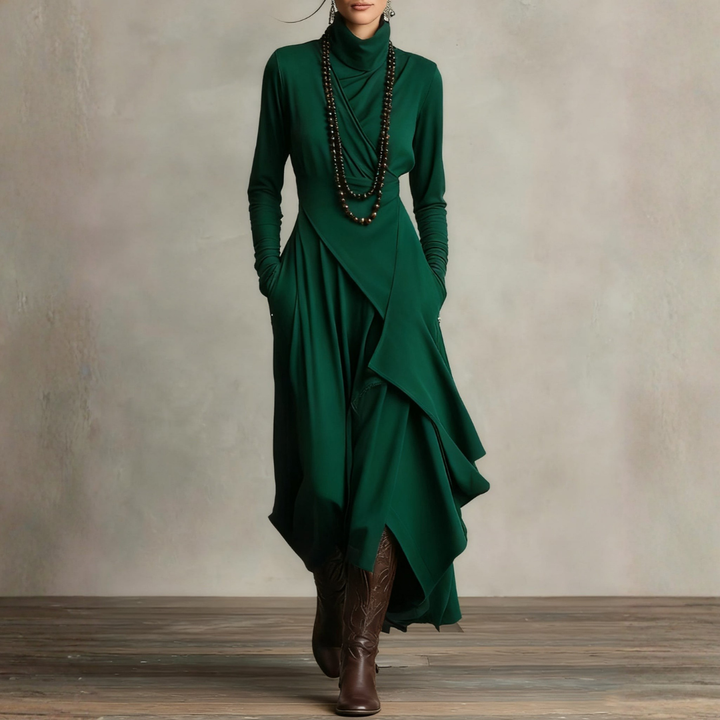 Aurelia | Asymmetrical Turtleneck Dress