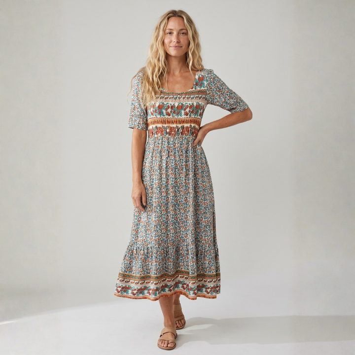 Becca | Boho Print Midi Dress