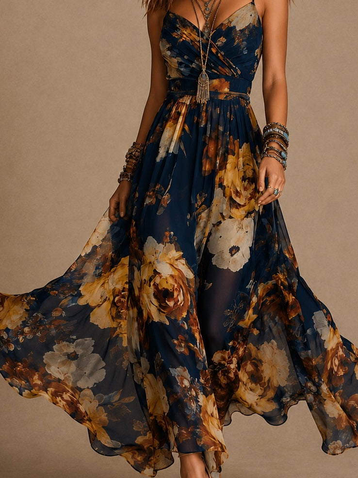 Dulce - long floral dress with straps
