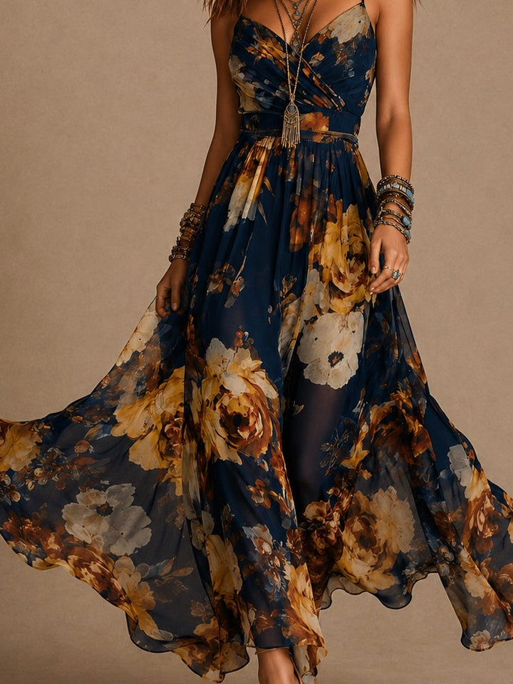 Dulce - long floral dress with straps