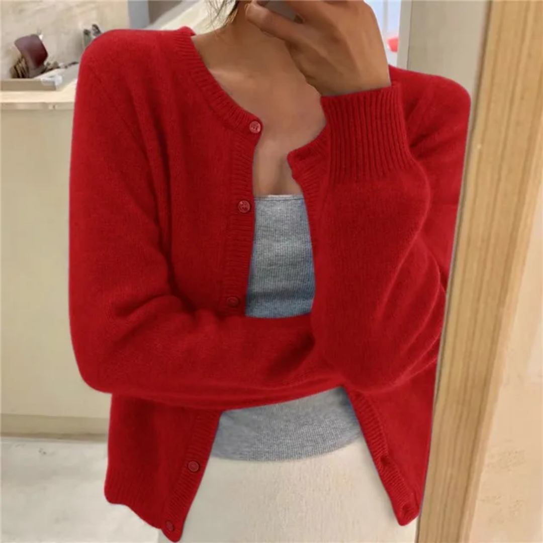 Briony | Buttoned Round-Neck Cardigan