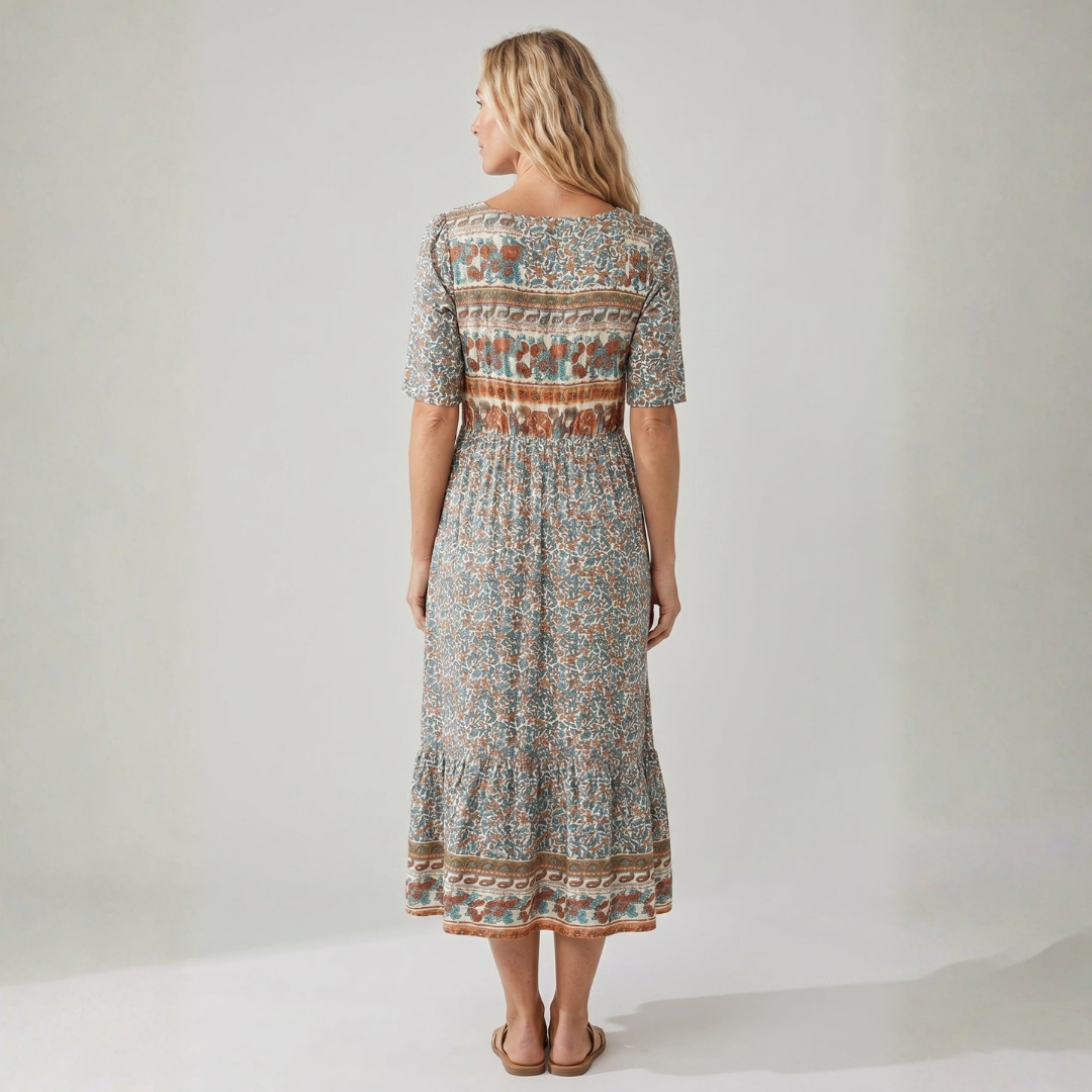 Becca | Boho Print Midi Dress