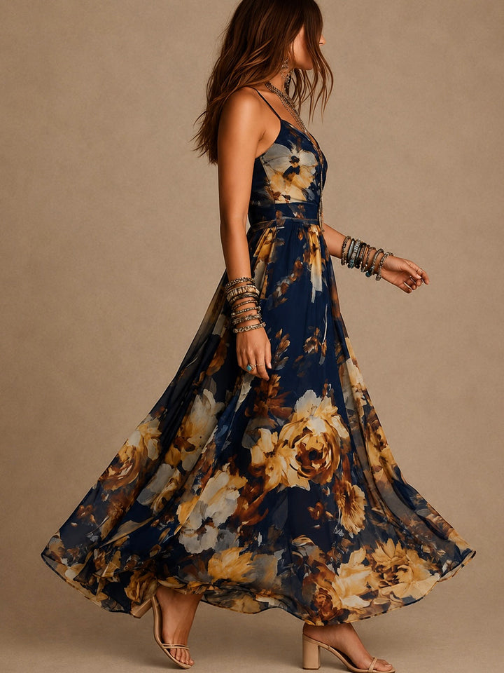 Dulce - long floral dress with straps