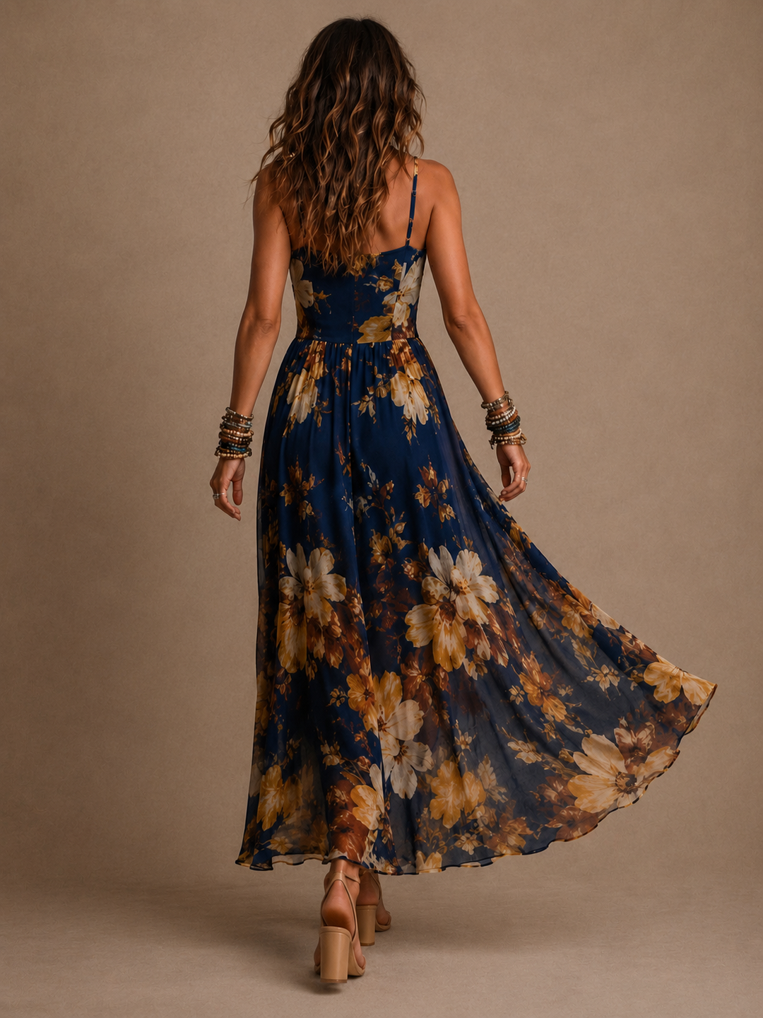 Dulce - long floral dress with straps