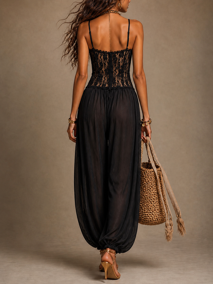 Laia - Halter Jumpsuit with Flowing Lace